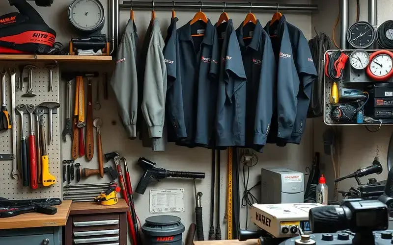 Professional HVAC workshop with equipment