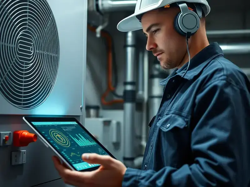 Technician using tablet for diagnostics